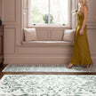 Hug Rug Eco-Washable Vintage Scroll Green - handmade