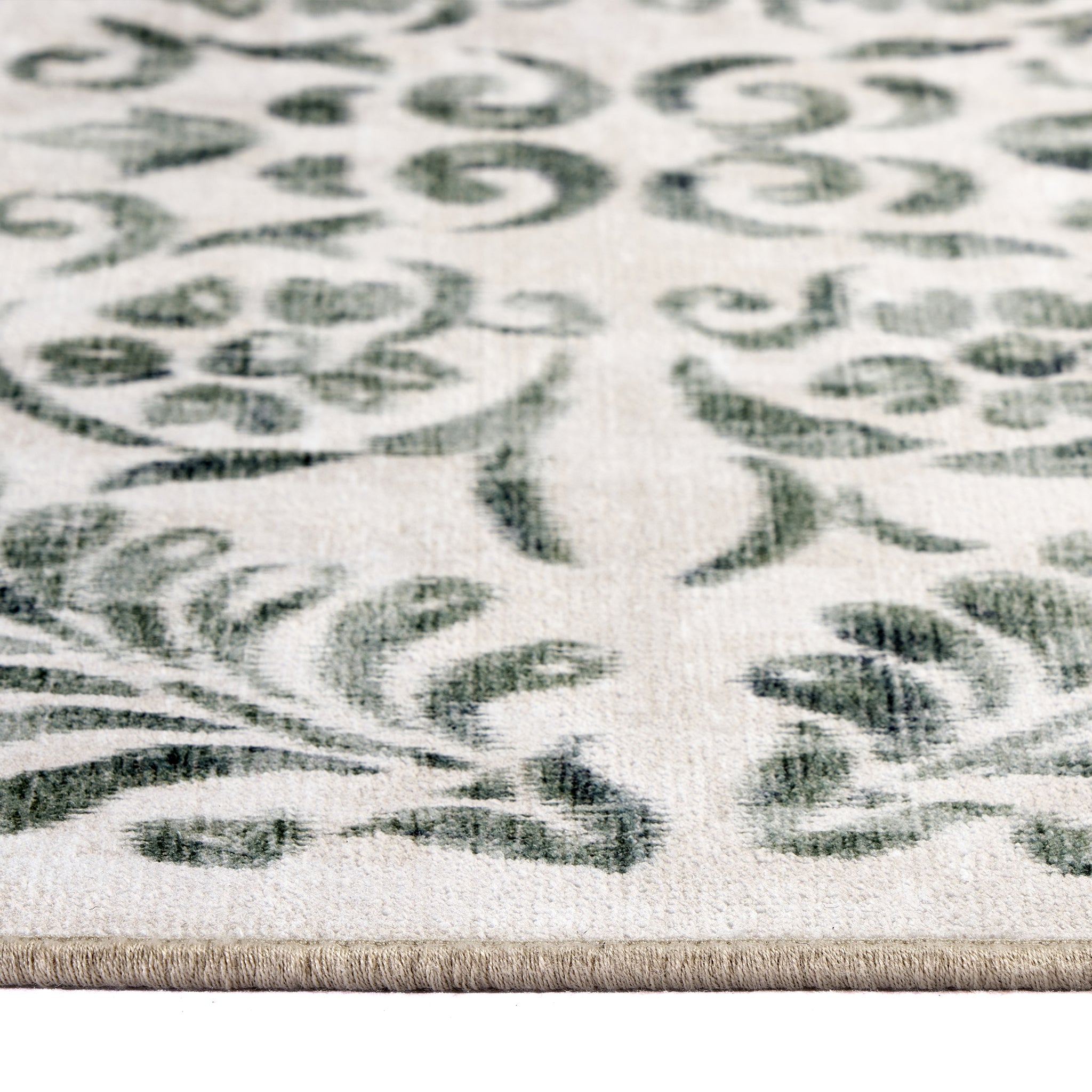Hug Rug Eco-Washable Vintage Scroll Green - handmade