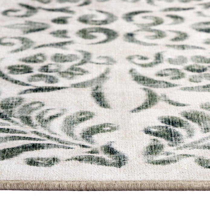 Hug Rug Eco-Washable Vintage Scroll Green - handmade