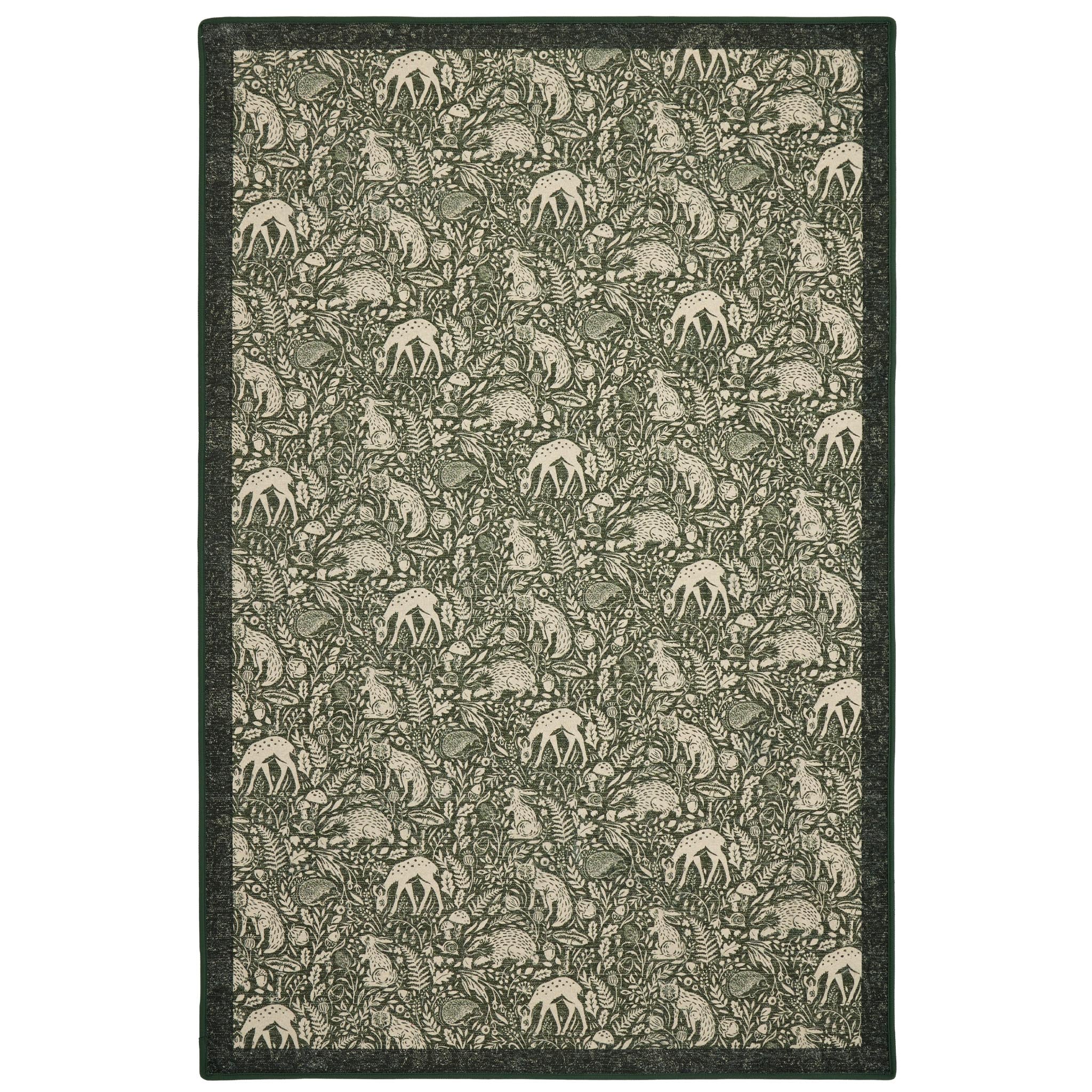 Hug Rug Eco-Washable Whimsical Woodland Green - handmade