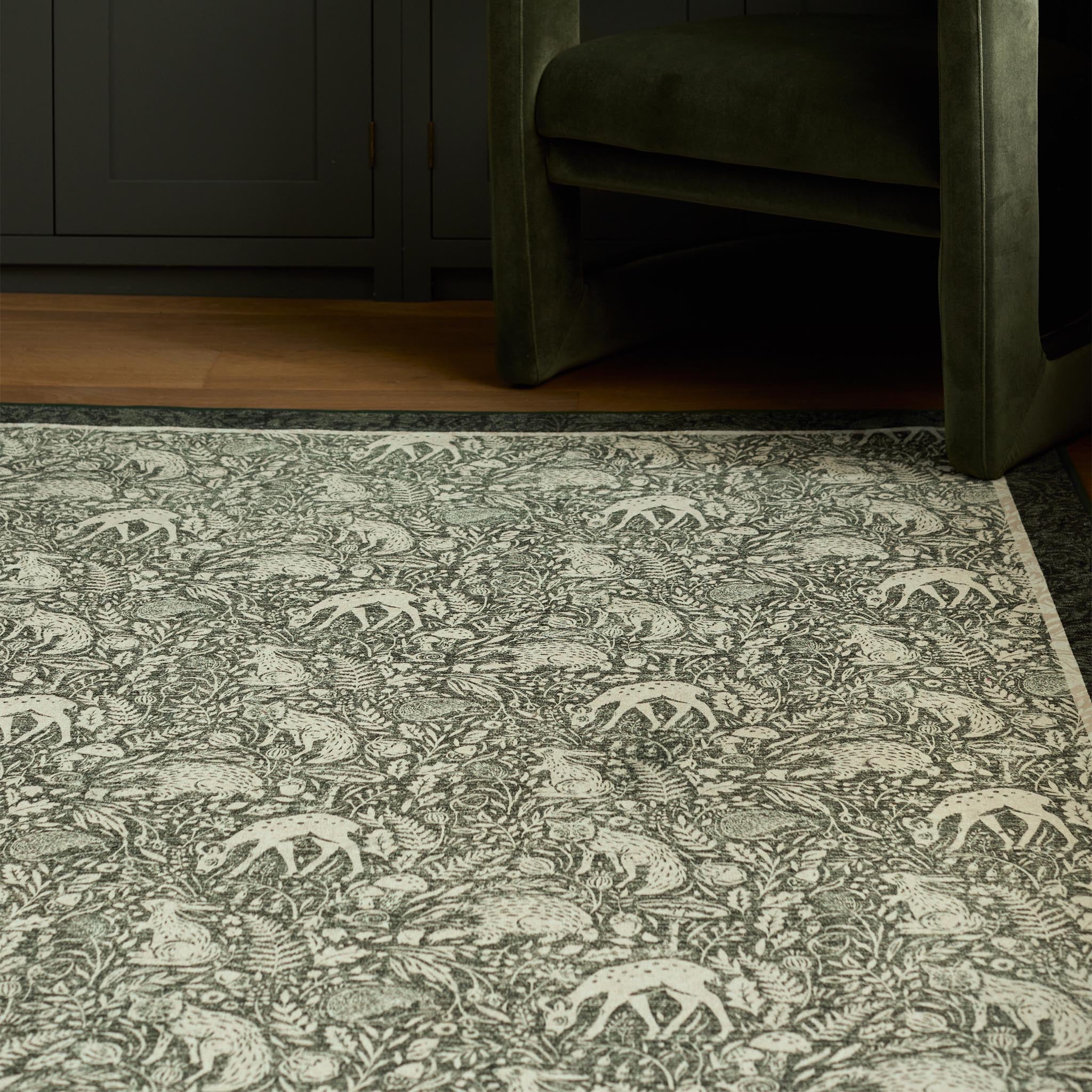 Hug Rug Eco-Washable Whimsical Woodland Green - handmade