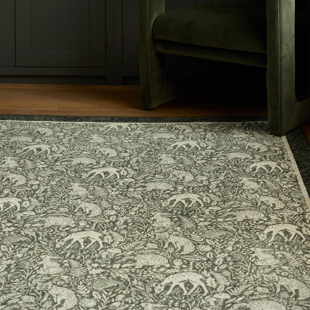 Hug Rug Eco-Washable Whimsical Woodland Green - handmade