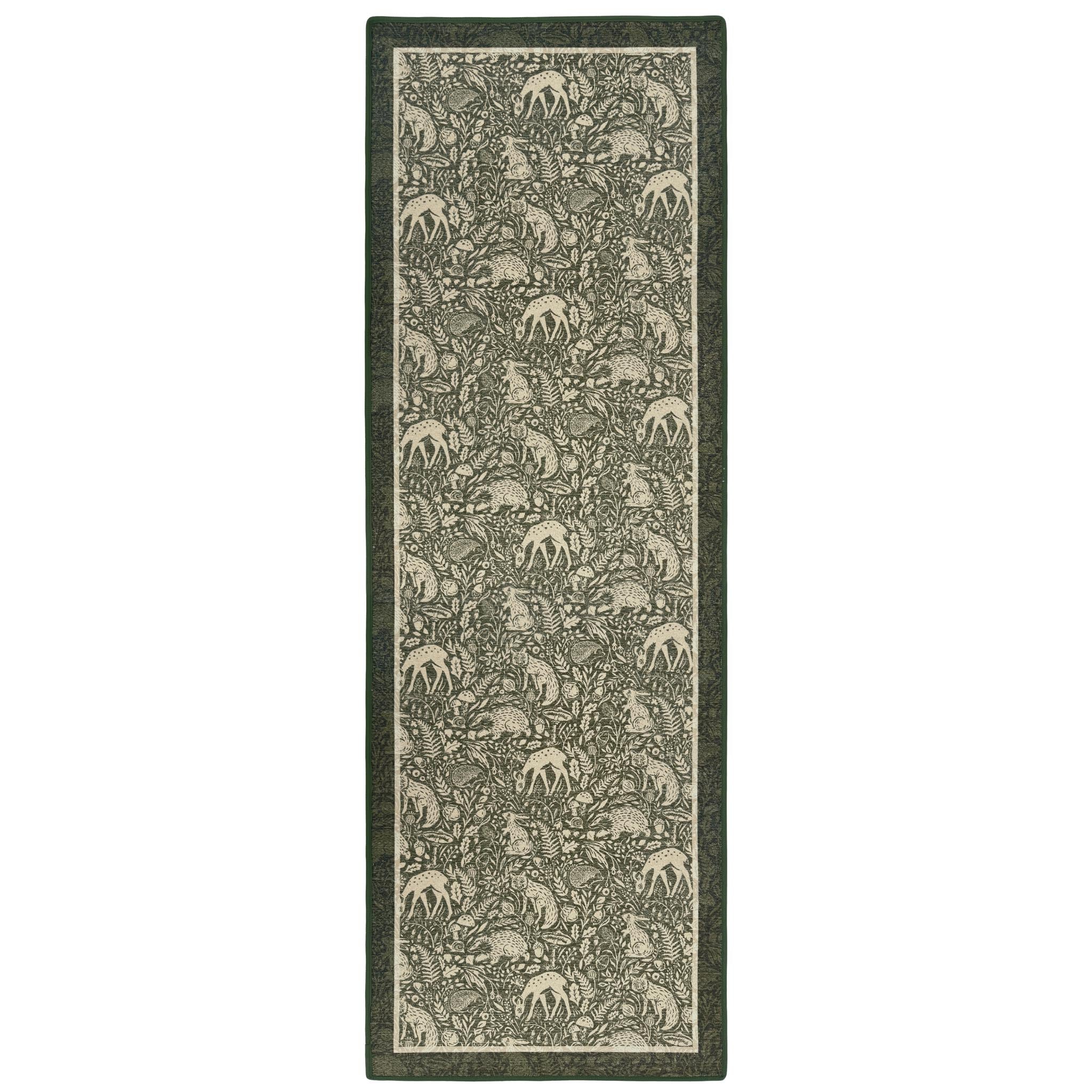 Hug Rug Eco-Washable Whimsical Woodland Green - handmade