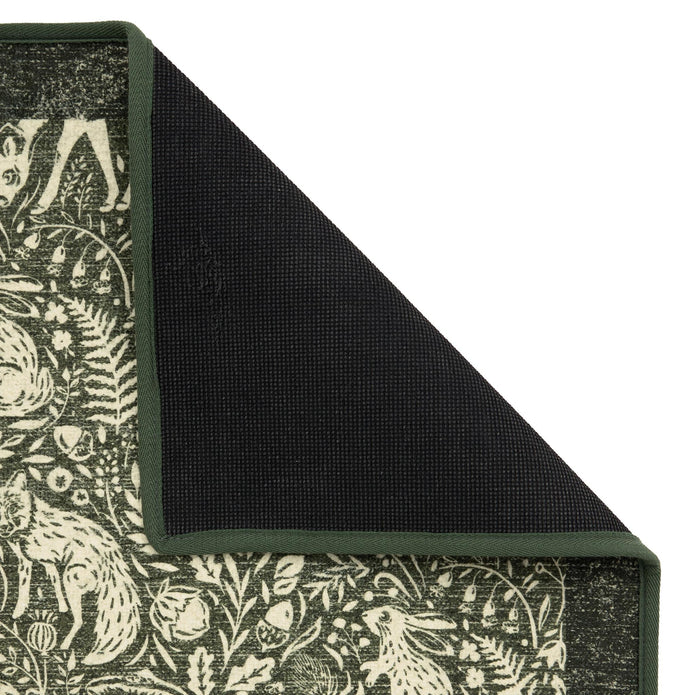 Hug Rug Eco-Washable Whimsical Woodland Green - handmade