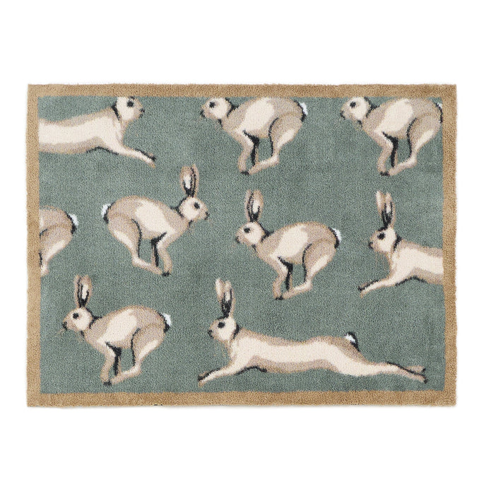Hug Rug Farmhouse Hares - handmade