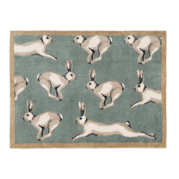 Hug Rug Farmhouse Hares - handmade