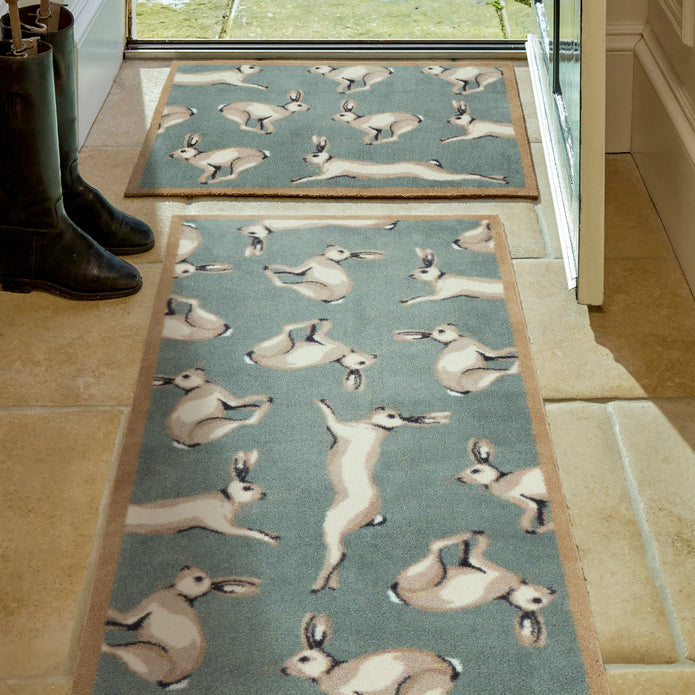 Hug Rug Farmhouse Hares - handmade
