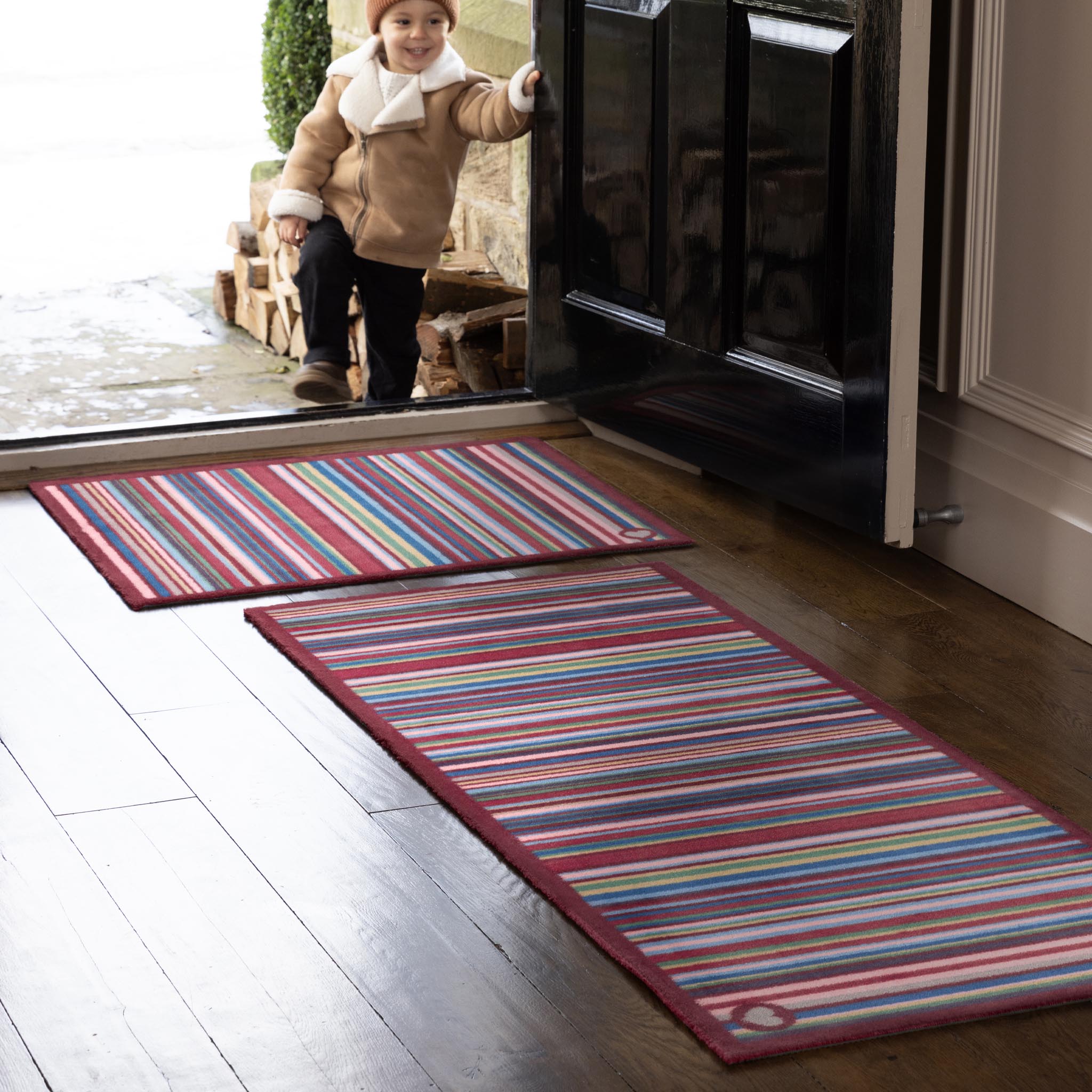 Hug Rug Multi Stripe Red - handmade