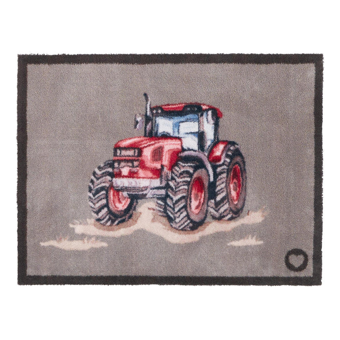 Hug Rug Red Farmyard Tractor - handmade