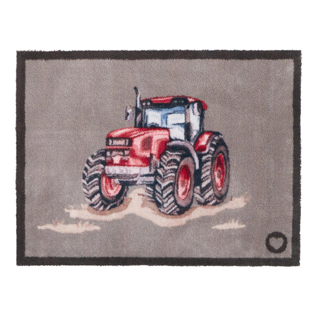 Hug Rug Red Farmyard Tractor - handmade