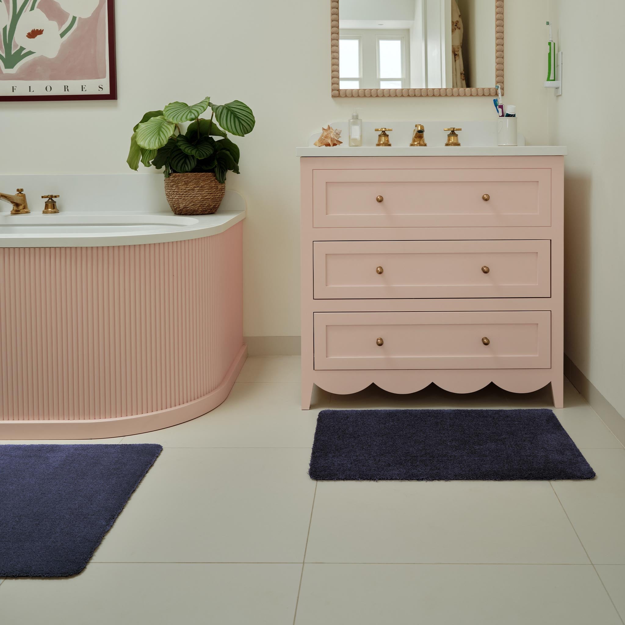 Hug Rug Sense Bath - French Navy - handmade