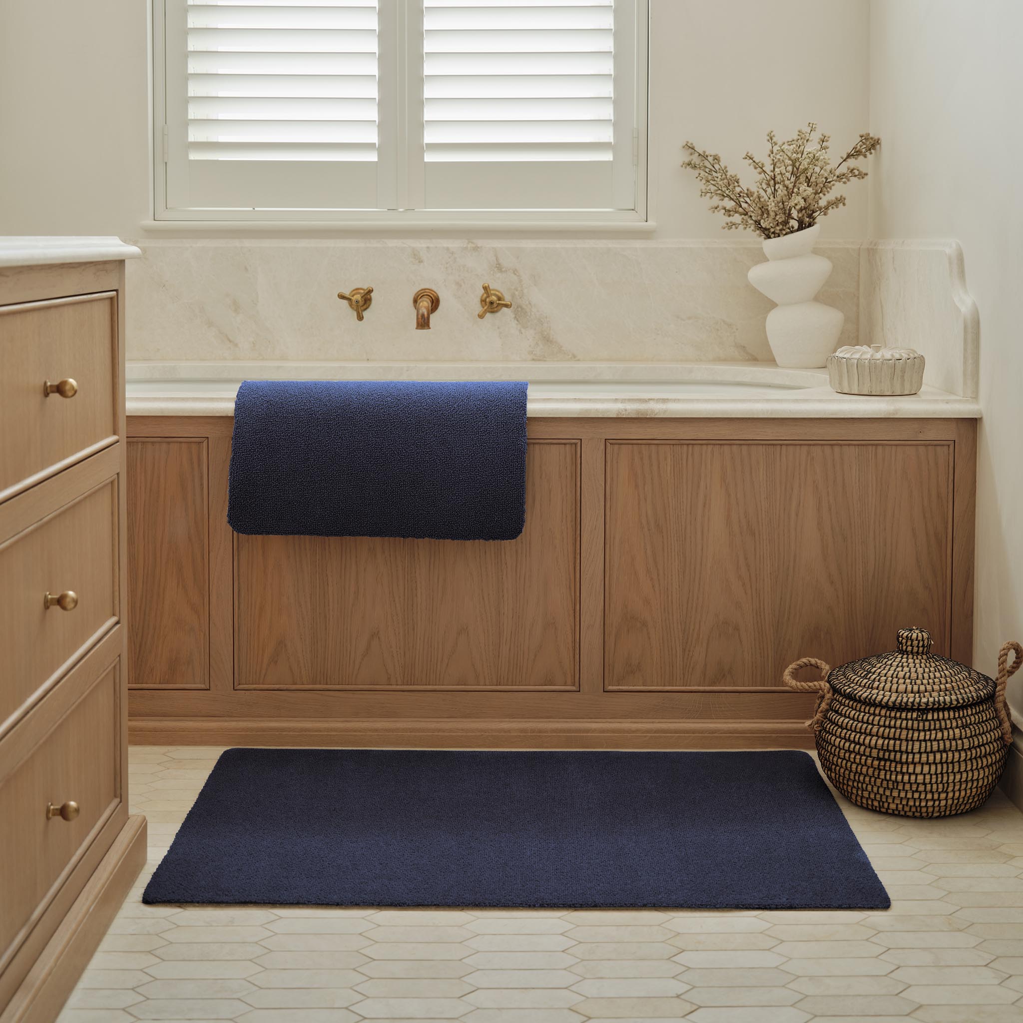 Hug Rug Sense Bath - French Navy - handmade