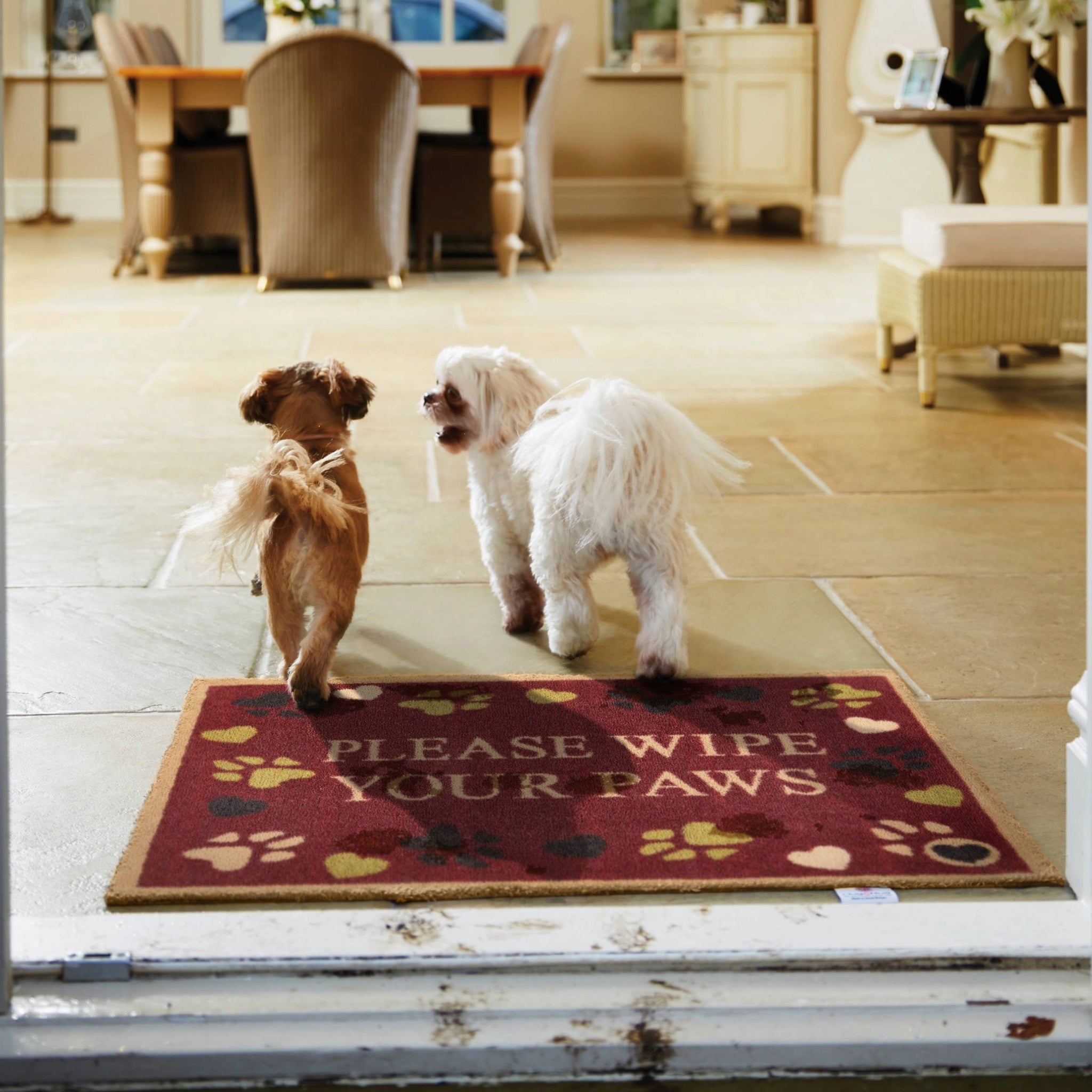 Hug Rug Wipe Your Paws Burgundy - handmade