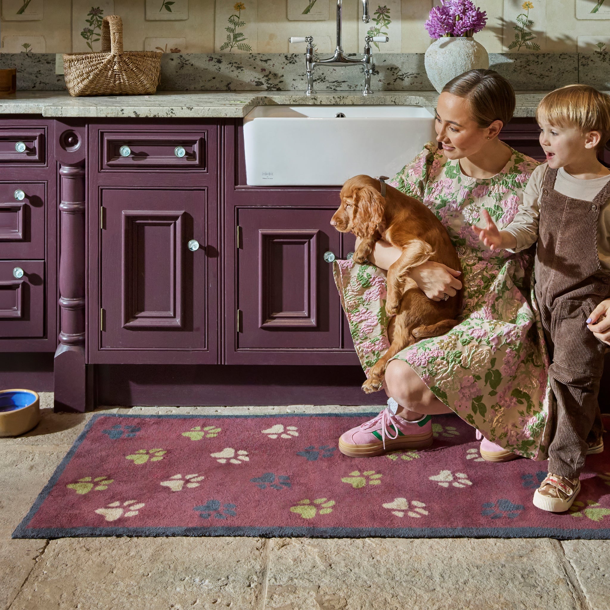 Hug Rug Wipe Your Paws Burgundy - handmade