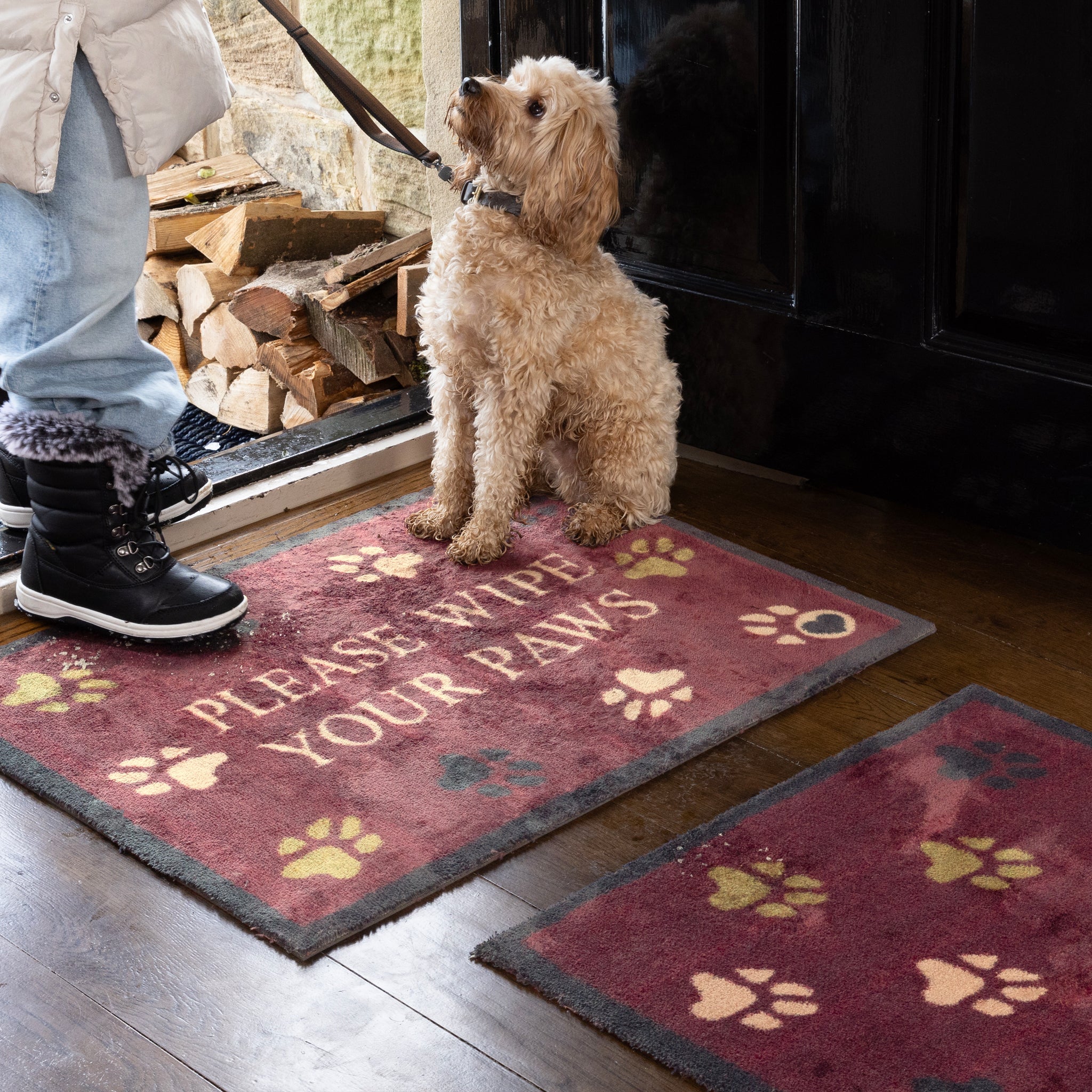 Hug Rug Wipe Your Paws Burgundy - handmade