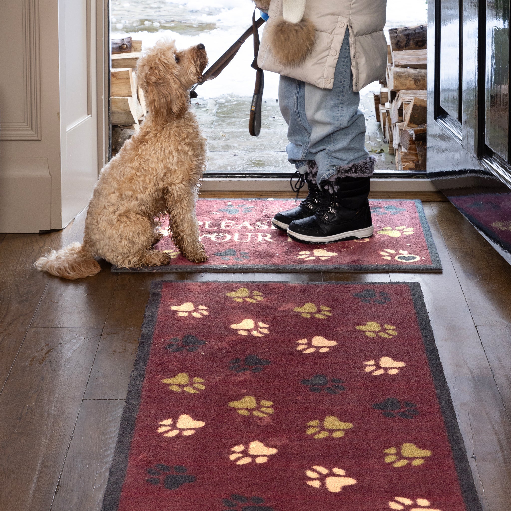 Hug Rug Wipe Your Paws Burgundy - handmade