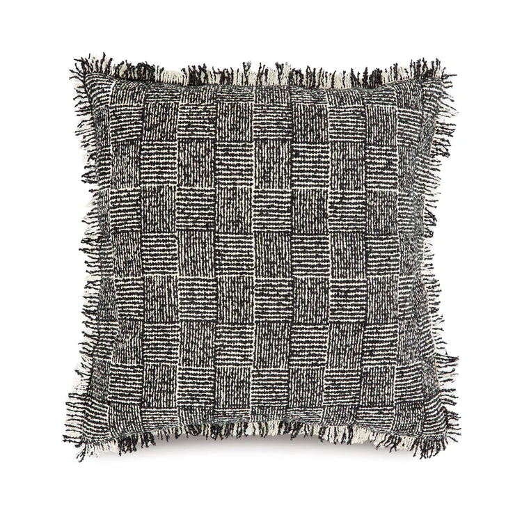 Hug Rug Woven Cross Hatch Cushion Black 45X45 - handmade