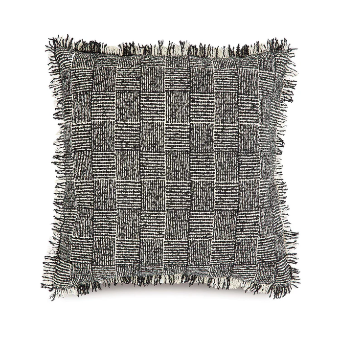 Hug Rug Woven Cross Hatch Cushion Black 45X45 - handmade