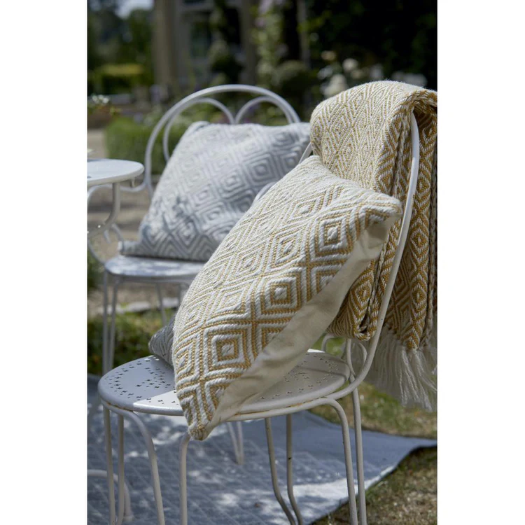 Hug Rug Woven Diamond Cushion Gold - handmade