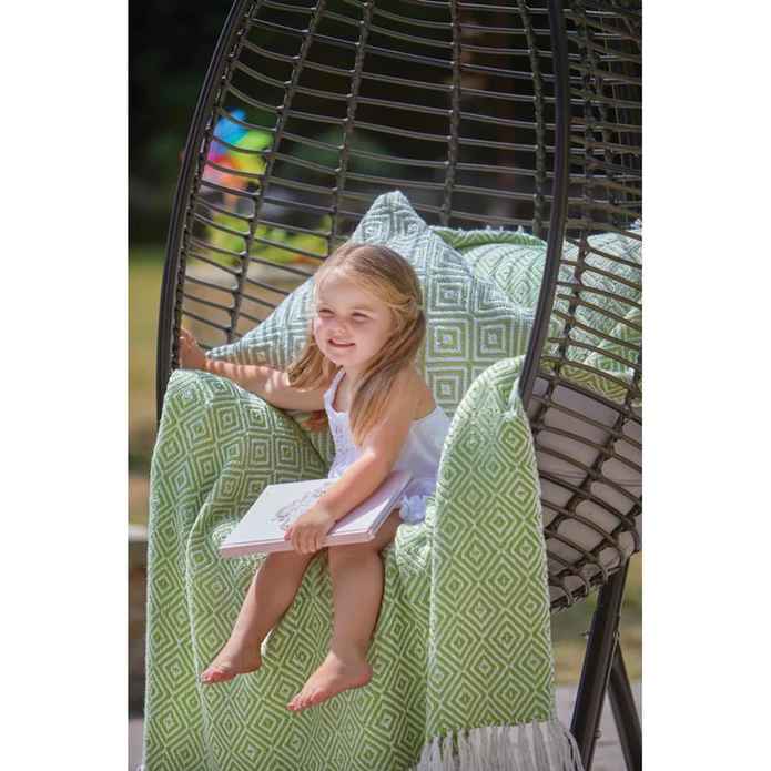 Hug Rug Woven Diamond Cushion Green - handmade