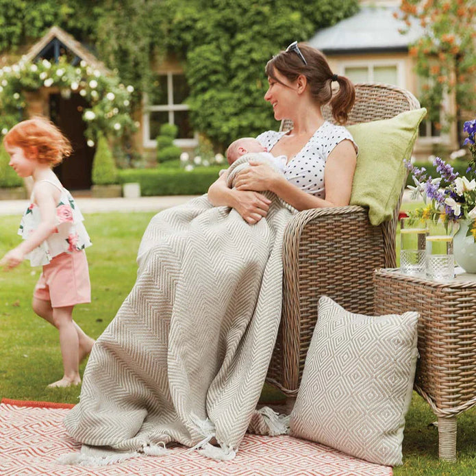 Hug Rug Woven Diamond Cushion Natural - handmade