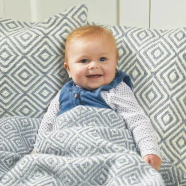 Hug Rug Woven Diamond Cushion Sky Grey - handmade