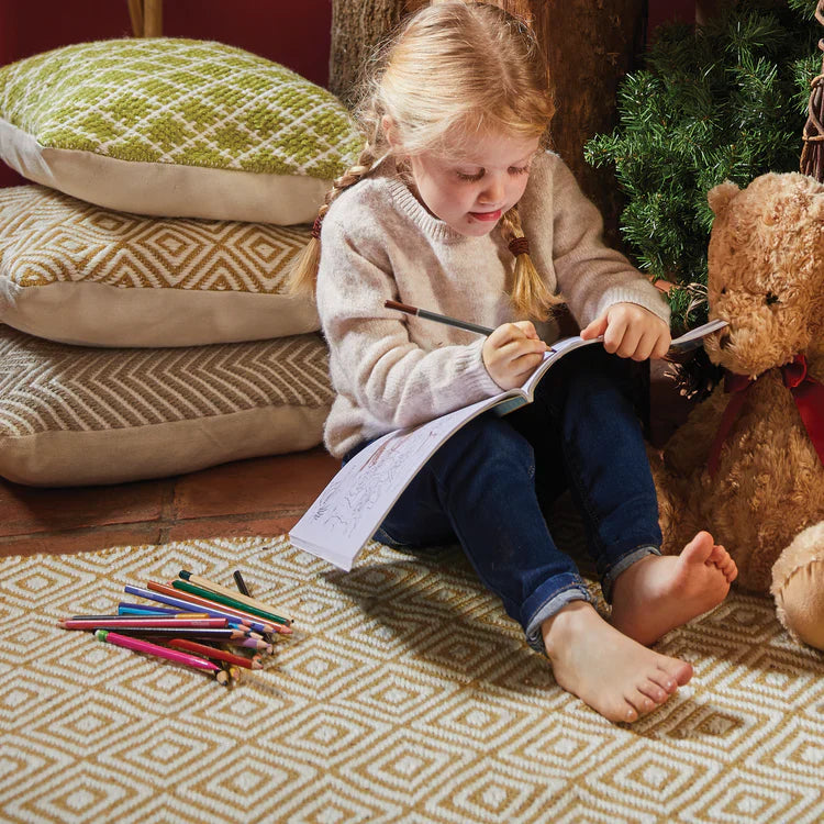 Hug Rug Woven Diamond Rug Gold - handmade