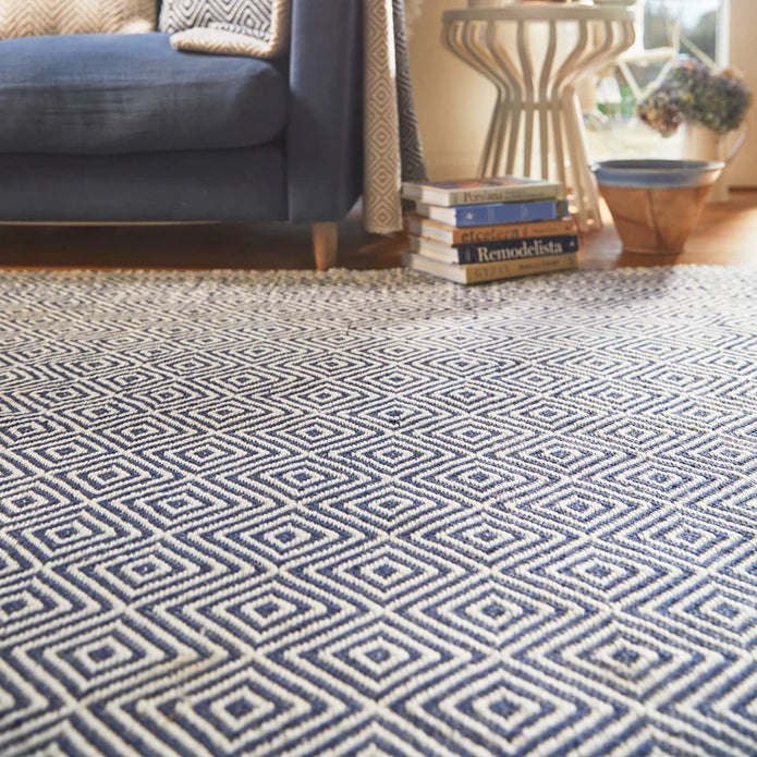 Hug Rug Woven Diamond Rug Navy - handmade