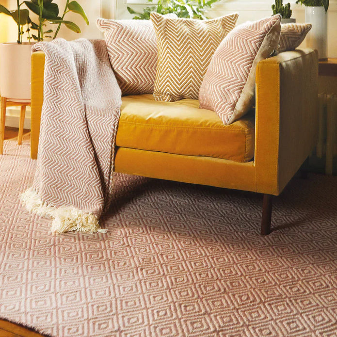 Hug Rug Woven Diamond Rug Rose - handmade
