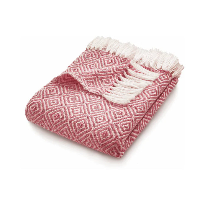 Hug Rug Woven Diamond Throw Coral Pink - handmade