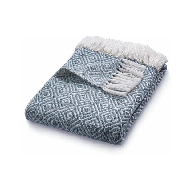 Hug Rug Woven Diamond Throw Denim Blue - handmade