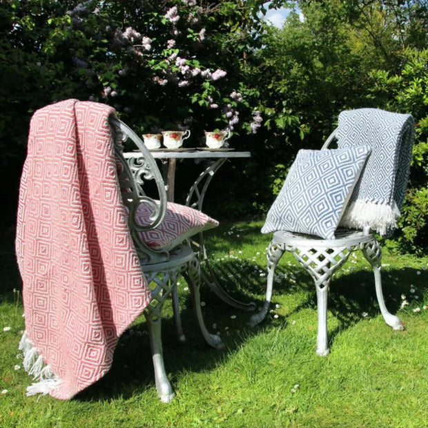 Hug Rug Woven Diamond Throw Denim Blue - handmade