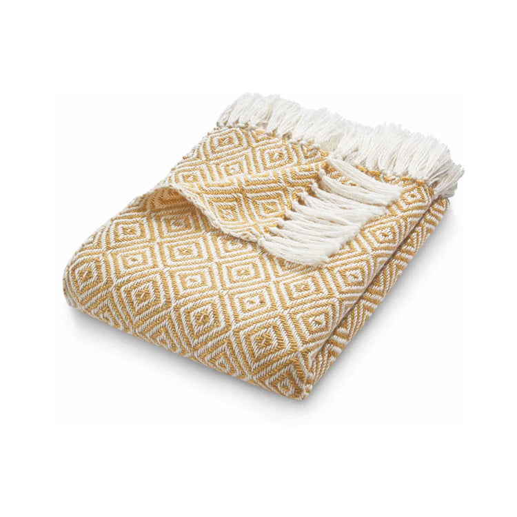 Hug Rug Woven Diamond Throw Gold - handmade