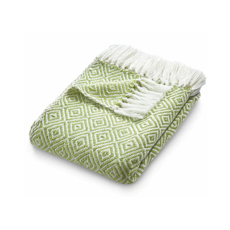 Hug Rug Woven Diamond Throw Green - handmade