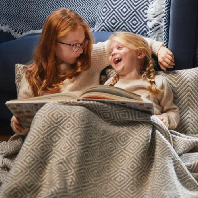 Hug Rug Woven Diamond Throw Natural - handmade