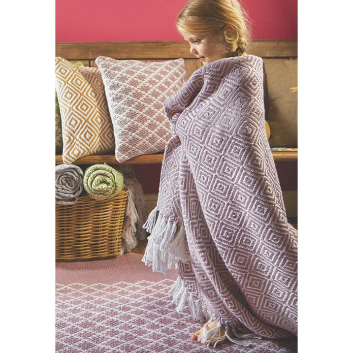 Hug Rug Woven Diamond Throw Rose - handmade