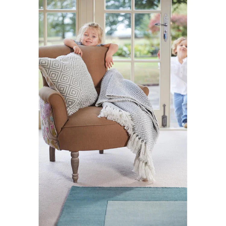 Hug Rug Woven Diamond Throw Sky Grey - handmade