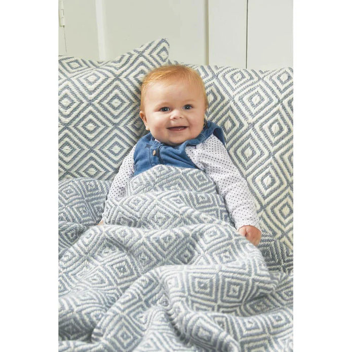 Hug Rug Woven Diamond Throw Sky Grey - handmade