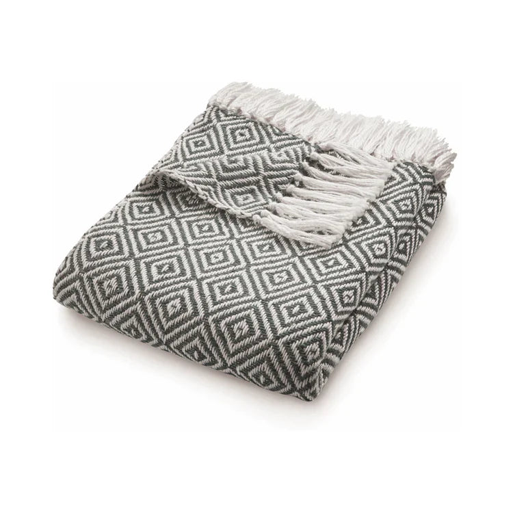 Hug Rug Woven Diamond Throw Warm Grey - handmade