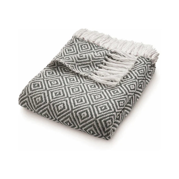 Hug Rug Woven Diamond Throw Warm Grey - handmade