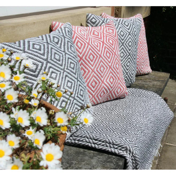 Hug Rug Woven Diamond Throw Warm Grey - handmade