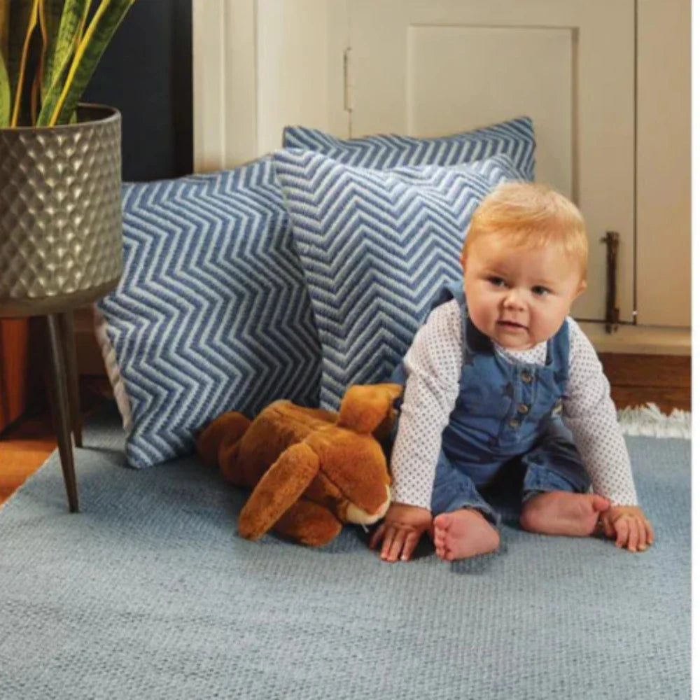 Hug Rug Woven Herringbone Cushion Denim Blue - handmade