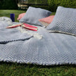 Hug Rug Woven Herringbone Cushion Denim Blue - handmade