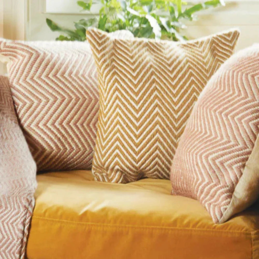 Hug Rug Woven Herringbone Cushion Gold - handmade