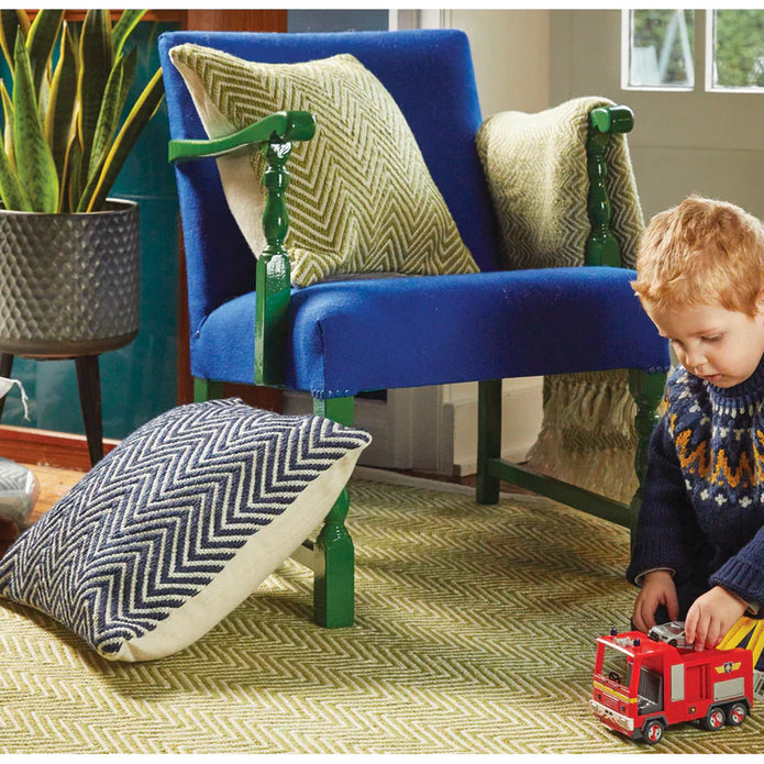 Hug Rug Woven Herringbone Cushion Green - handmade