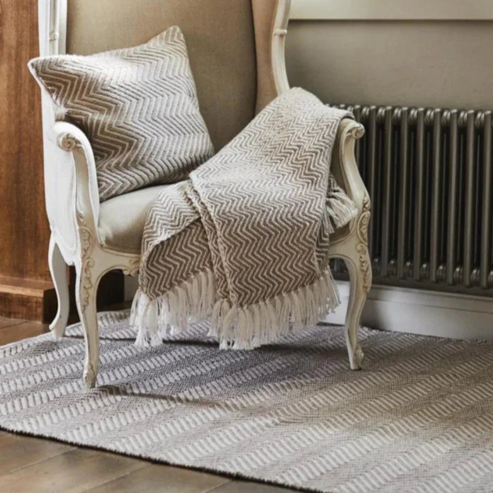 Hug Rug Woven Herringbone Cushion Natural - handmade