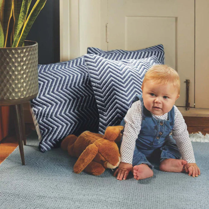 Hug Rug Woven Herringbone Cushion Navy - handmade