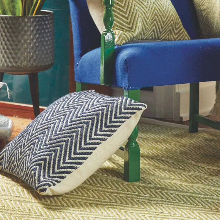 Hug Rug Woven Herringbone Cushion Navy - handmade