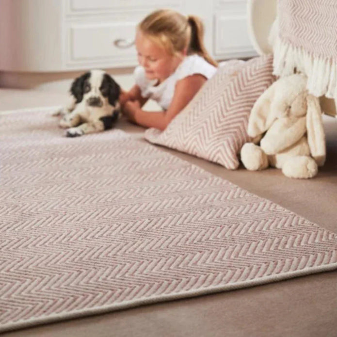 Hug Rug Woven Herringbone Cushion Rose - handmade