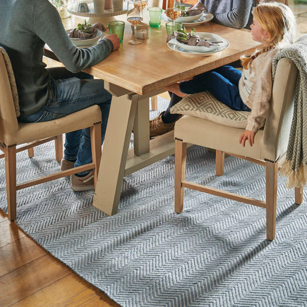 Hug Rug Woven Herringbone Rug Denim Blue - handmade